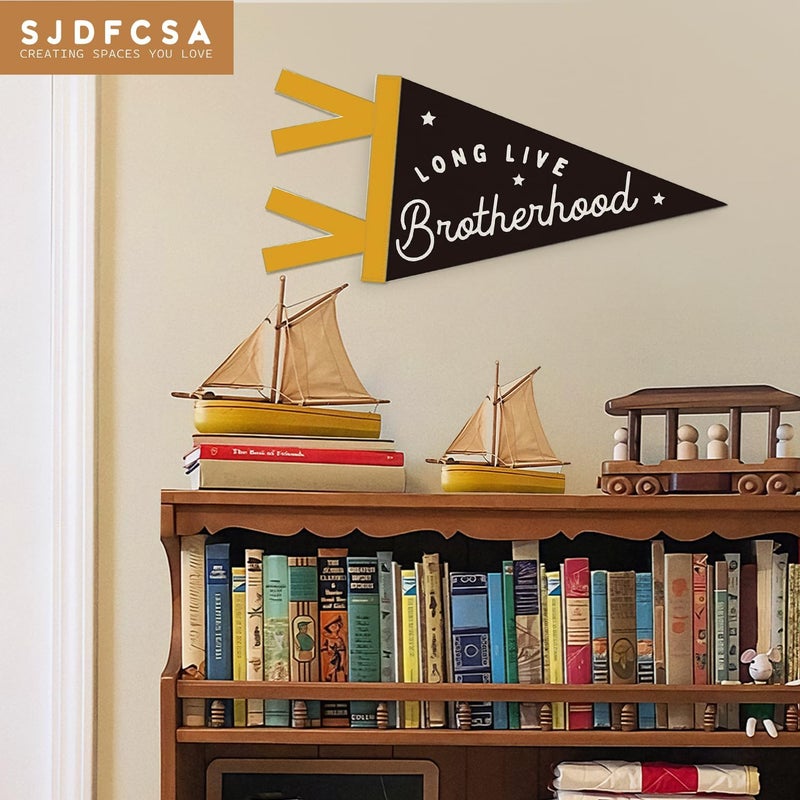 SJDFCSA Boy Nursery Decor, Long Live Brotherhood Wall Hanging Pennant Flag Banner, Black Preppy Star Wall Decorations for Nursery Toddler Boys Bedroom Room Playroom Decor - Image 4
